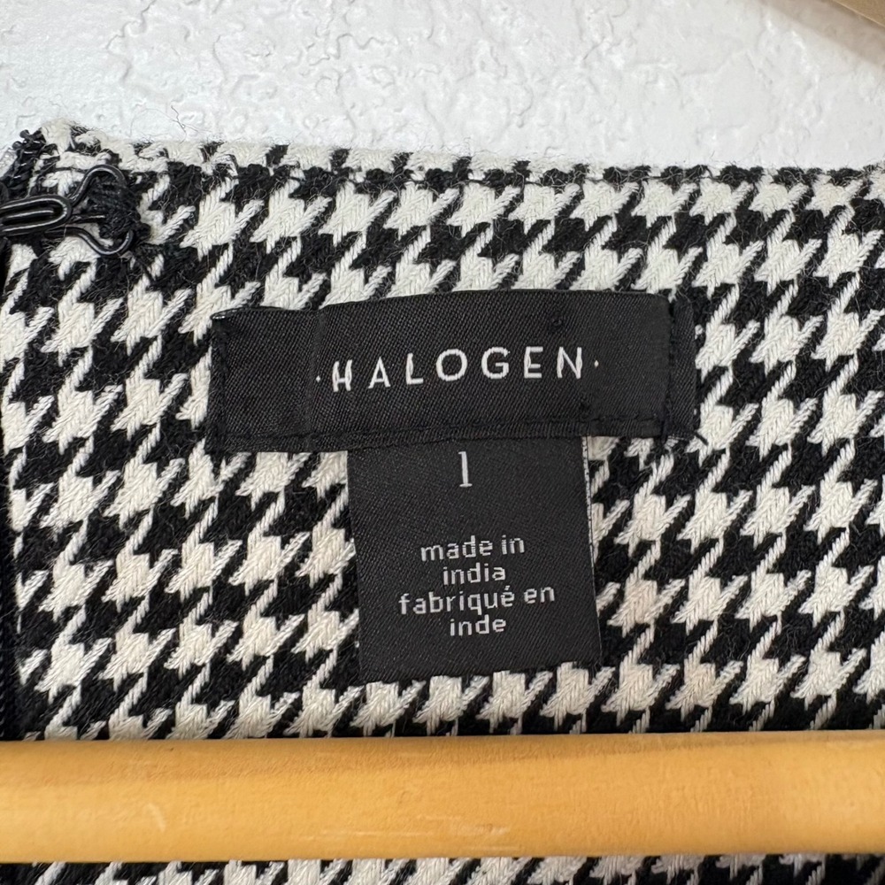 Halogen Women's Houndstooth Sleeveless Ruffle Hem Mini Dress - Size large - Picture 4 of 7